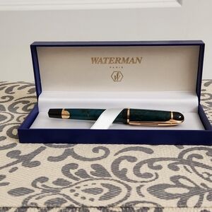 Vintage Waterman Phileas Green Marble Ballpoint Pen